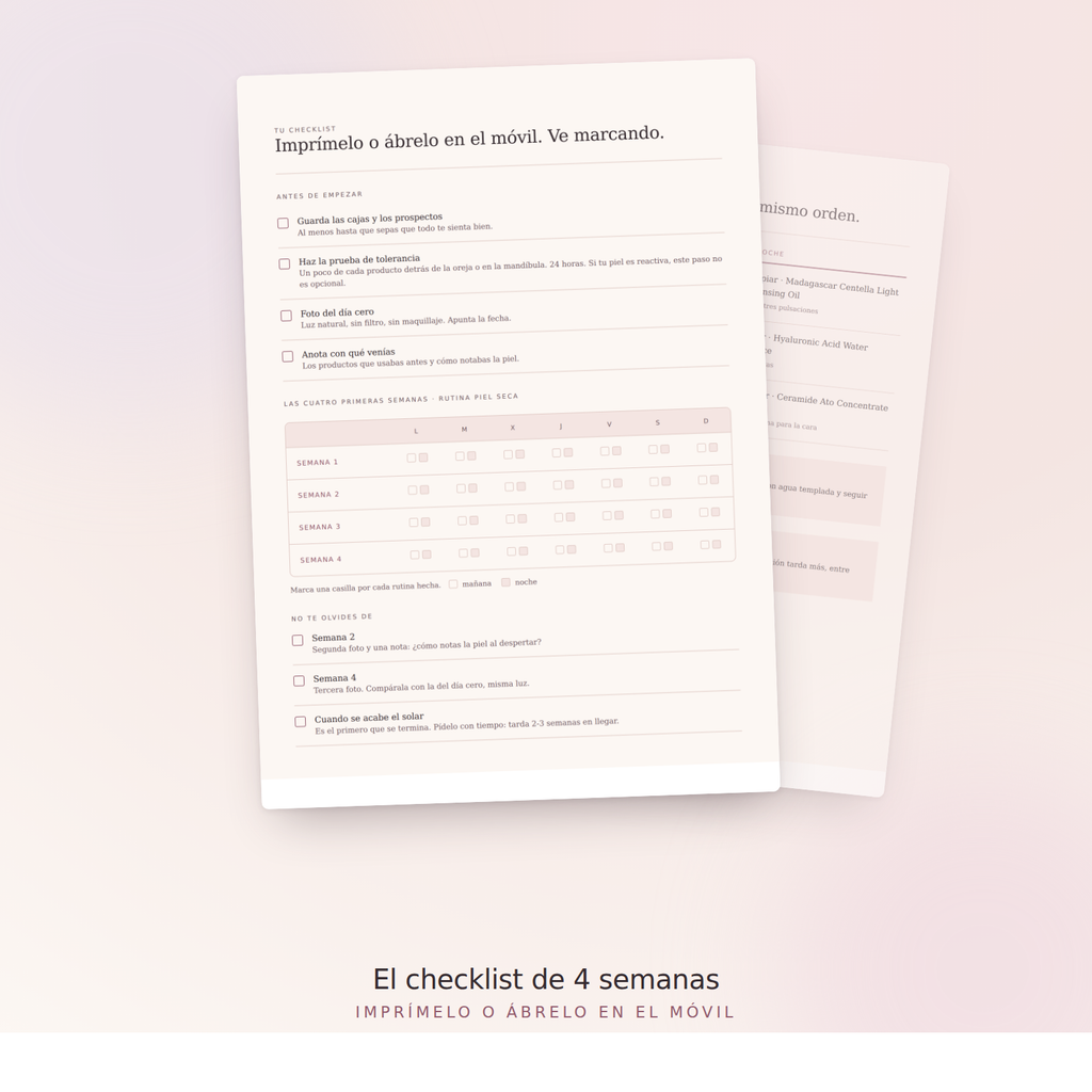 El checklist de 4 semanas que va con la rutina