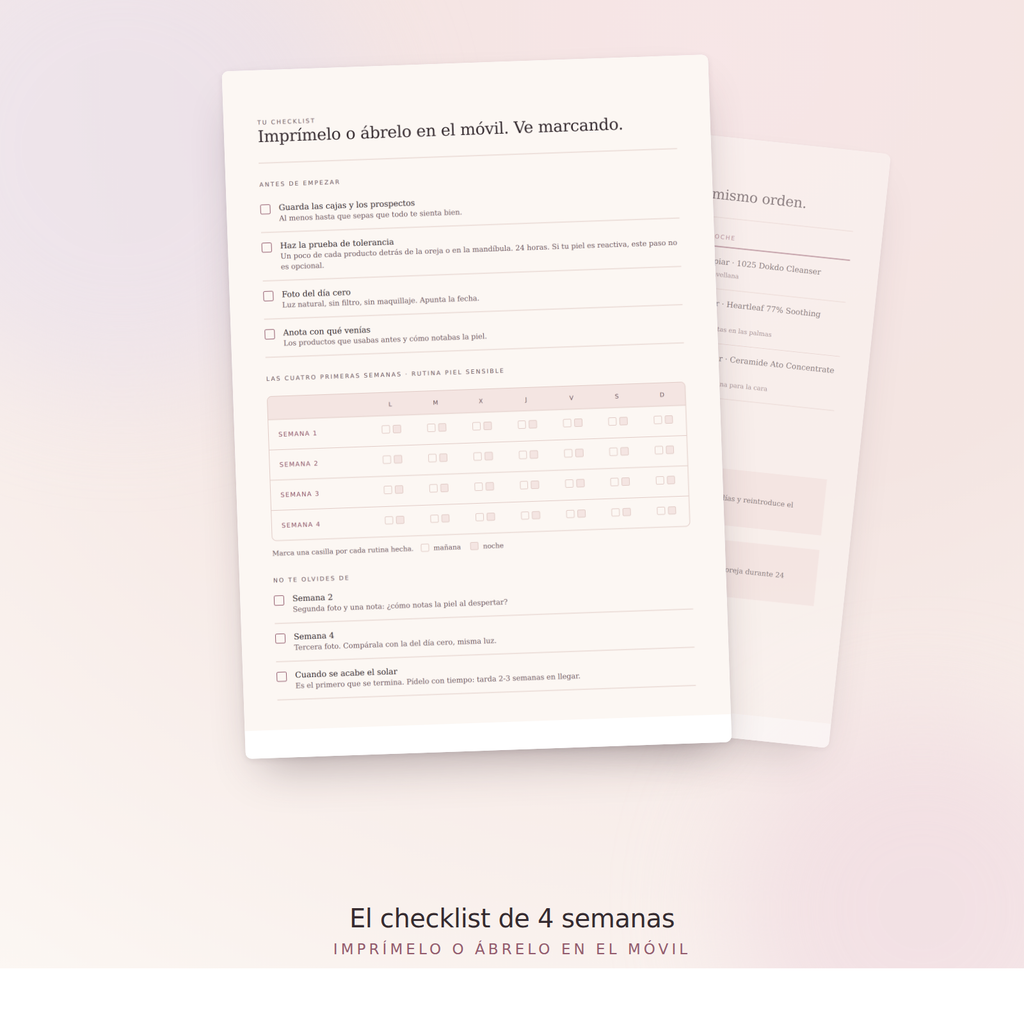 El checklist de 4 semanas que va con la rutina