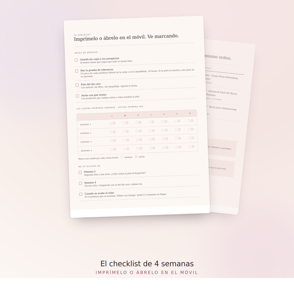 El checklist de 4 semanas que va con la rutina