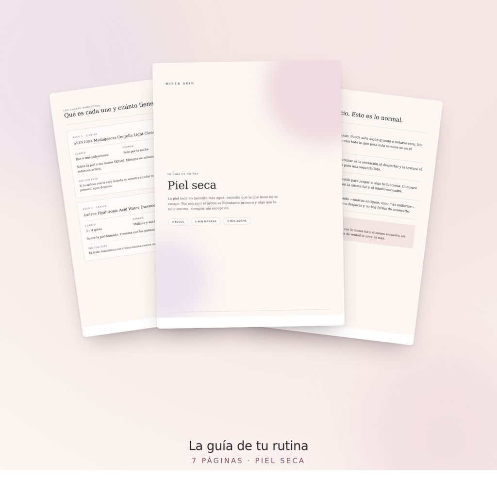 La guía en PDF de la rutina Piel seca, 7 páginas