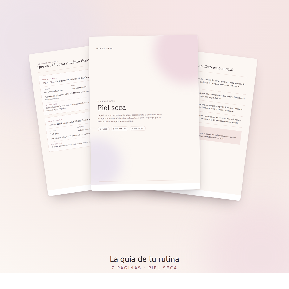 La guía en PDF de la rutina Piel seca, 7 páginas