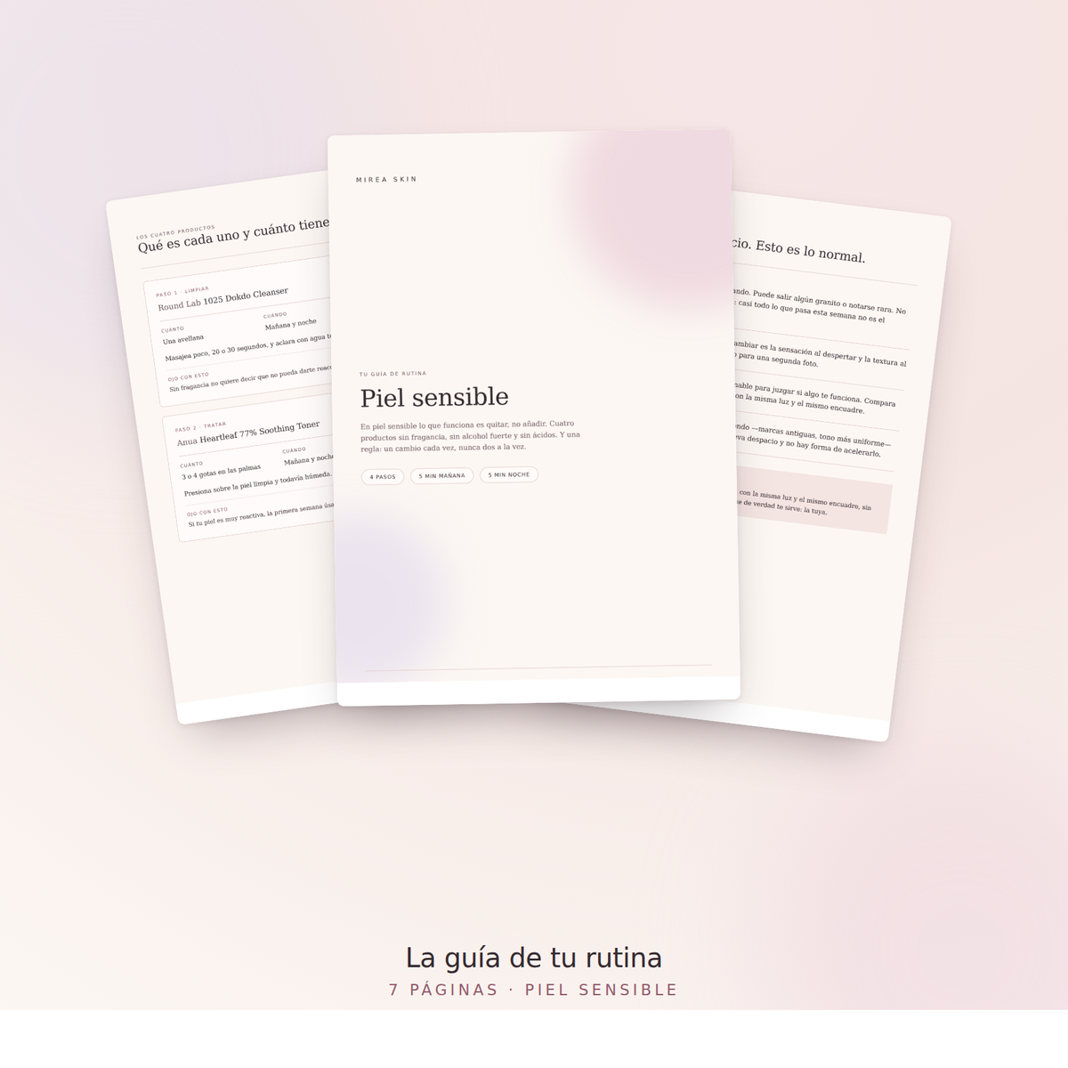 La guía en PDF de la rutina Piel sensible, 7 páginas