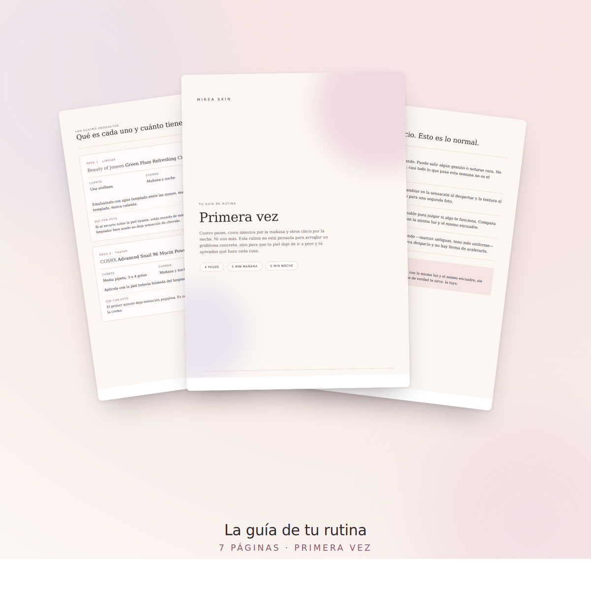 La guía en PDF de la rutina Primera vez, 7 páginas
