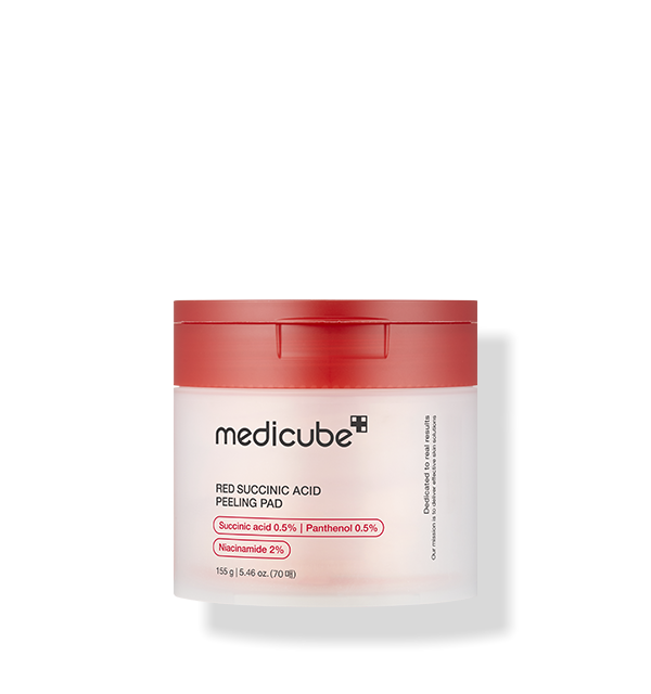 medicube Red Succinic Acid Peeling Pad · 70 discos — incluido en Pack Adolescente